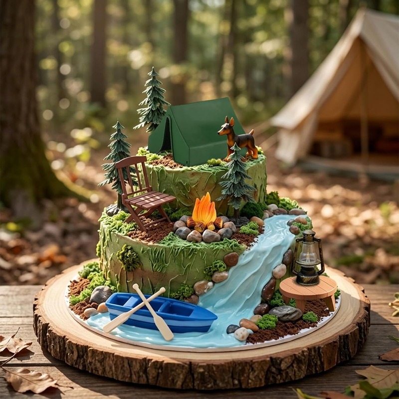 12pcs Camping Cake Decorations - огляд і ціна Outdoor Adventure Birthday Party
