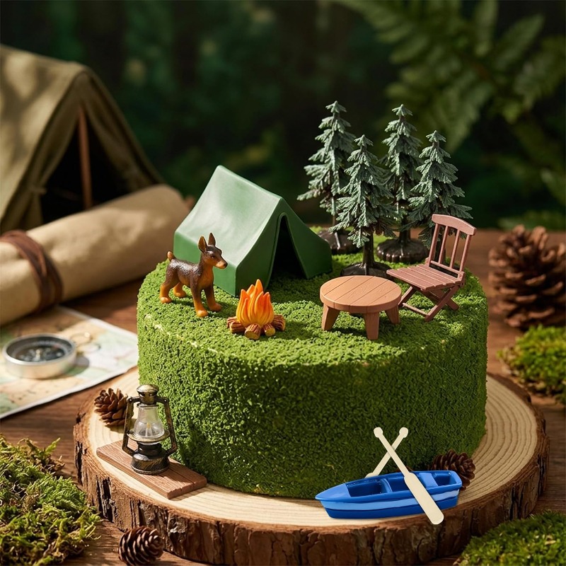 12pcs Camping Cake Decorations - огляд і ціна Outdoor Adventure Birthday Party