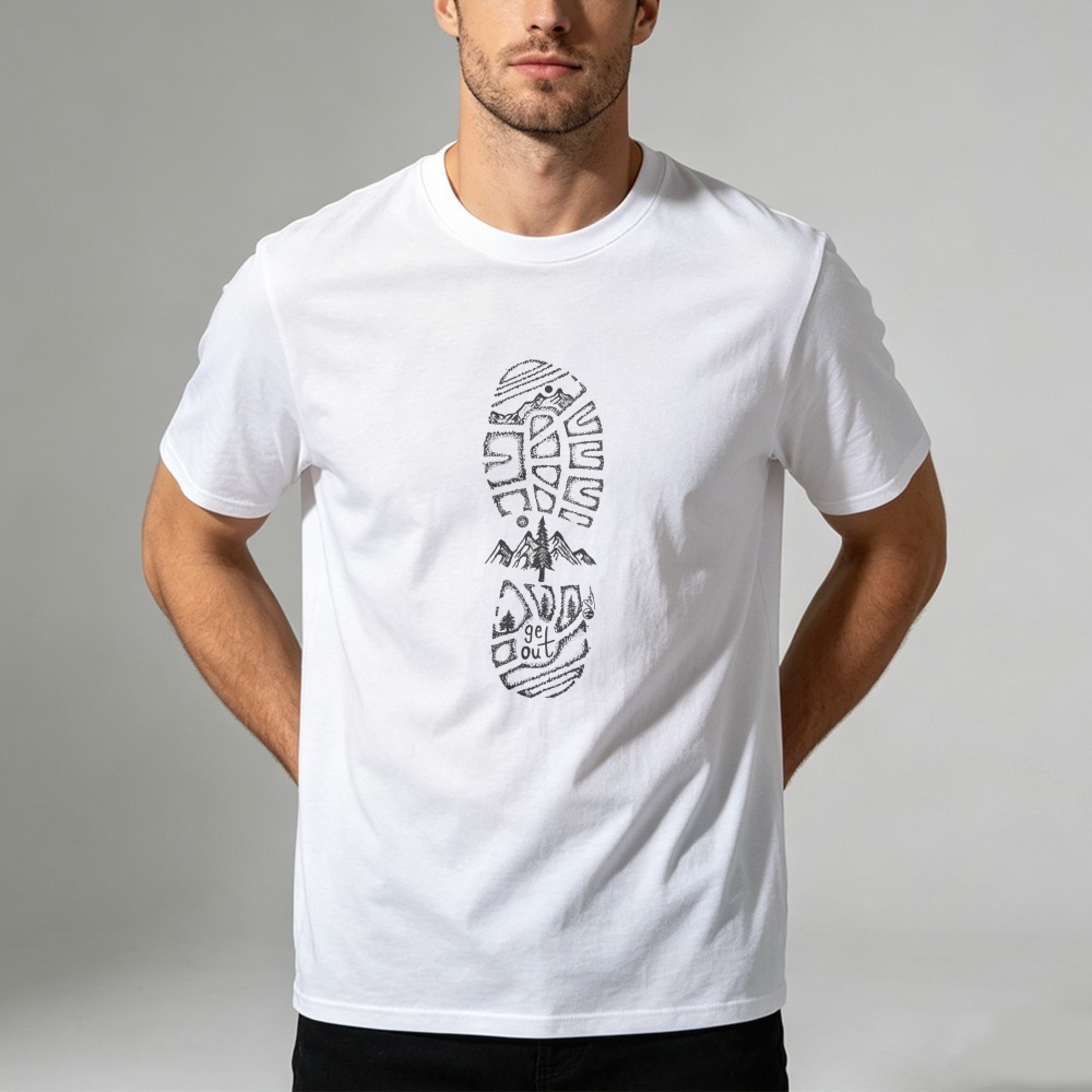 Mountain Landscape Boot Print  - огляд і ціна Outdoor Adventure Quotes Short